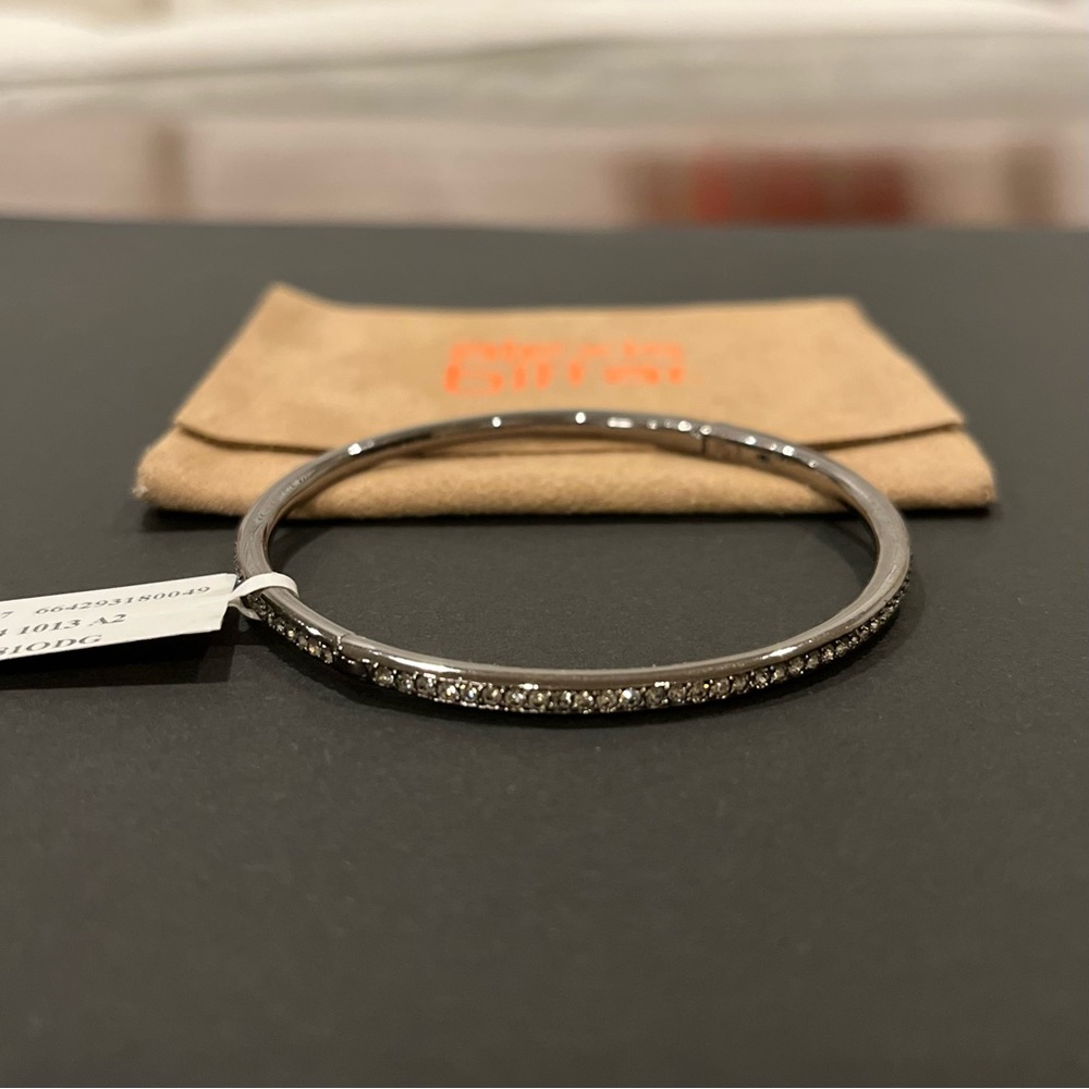 Alexis Bittar Gunmetal Hinged Bangle with Pave Crystals